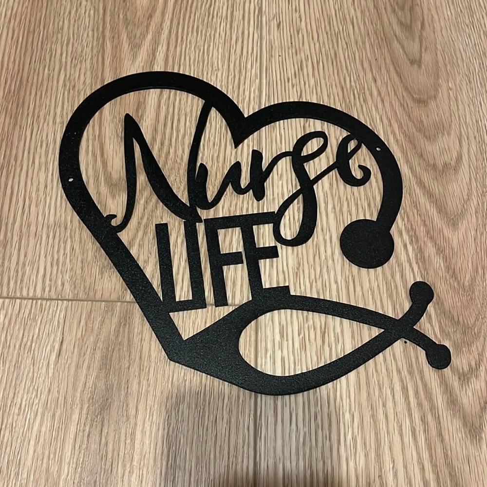 Black Metal “Nurse Life” with stethoscope decor